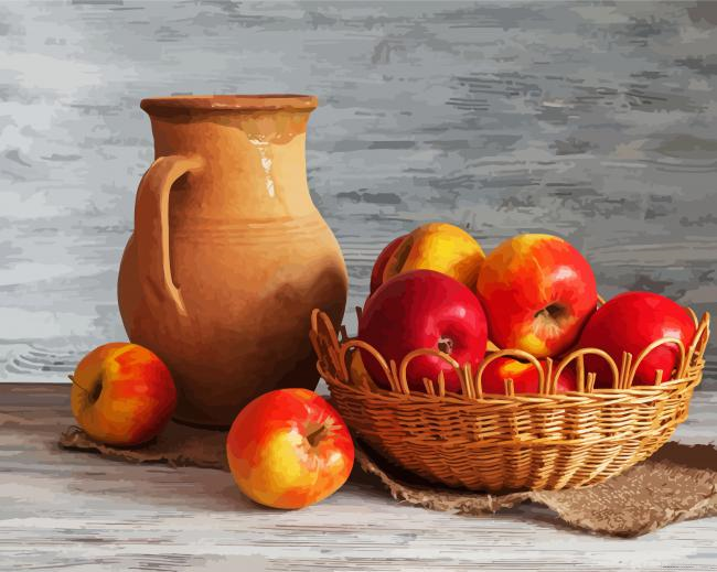 Red Apples Fruits Still Life Painting By Numberss.png