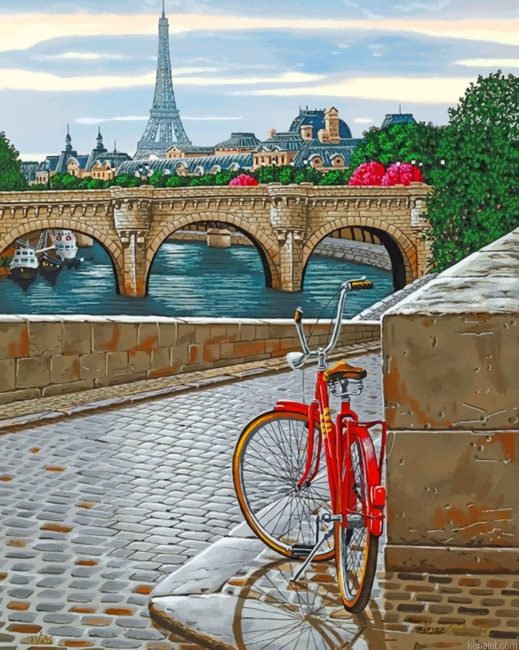 Red Bike In Paris New Painting By Numberss.png