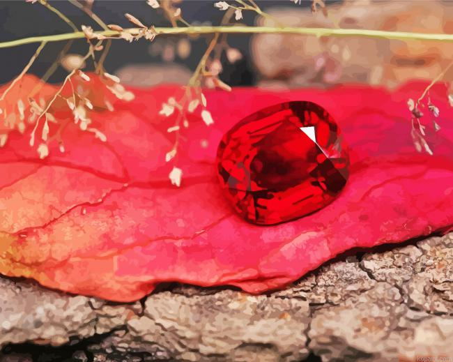 Red Birthstone Paint By Numbers