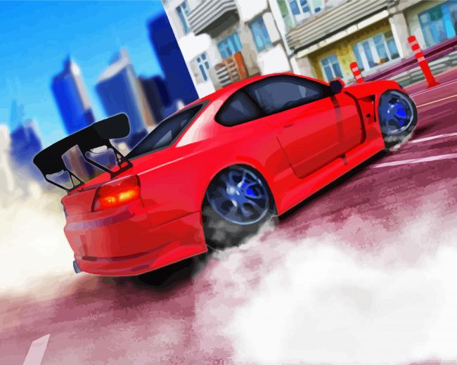 Red Car Drift Paint By Numbers.png