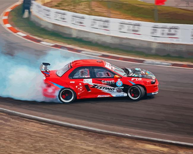 Red Car Drifting Paint By Numbers.png