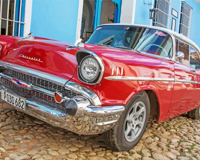 Red Chevrolet American Car Painting By Numberss.png