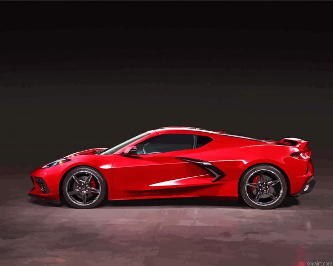 Red Chevrolet Corvette C8 Car Painting By Numberss.png
