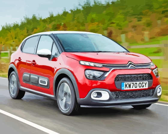 Red Citroen Car Painting By Numberss.png
