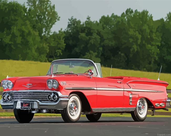 Red Classic Chevrolet Impala Painting By Numberss.png