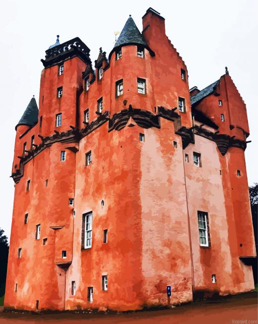 Red Craigievar Castle Paint By Numbers