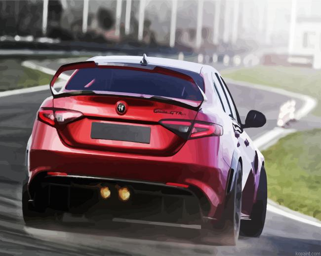Red Drifting Alfa Romeo Car Painting By Numberss.png