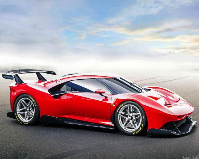 Red Ferrari Race Car Painting By Numberss.png
