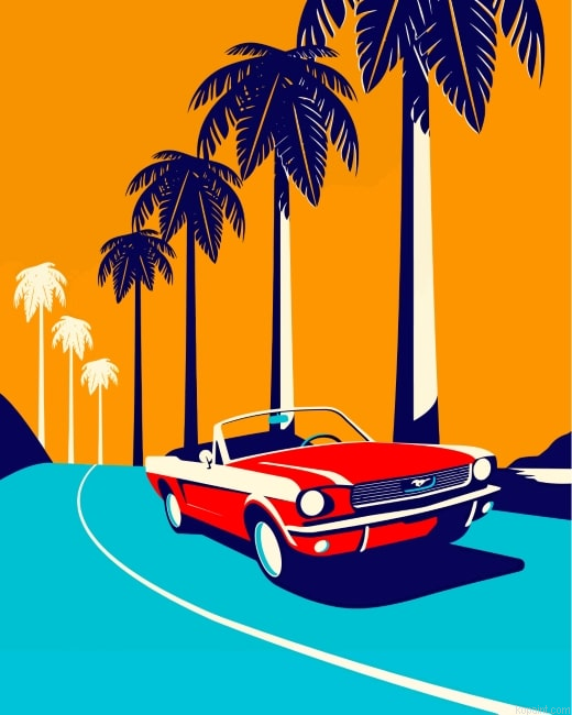 Red Ford Mustang Car Painting By Numberss.png