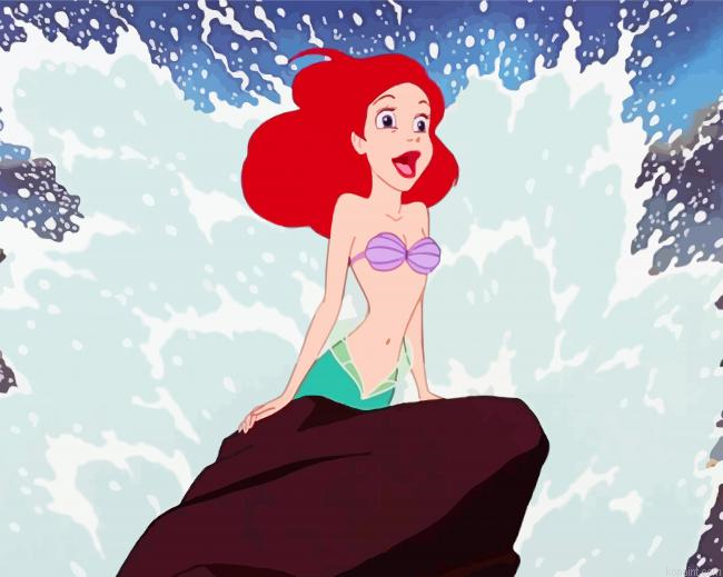Red Hair Ariel In Water Paint By Numbers