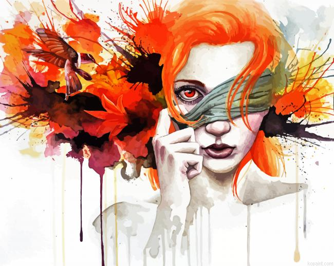 Red Head Splatter Lady Painting By Numberss.png