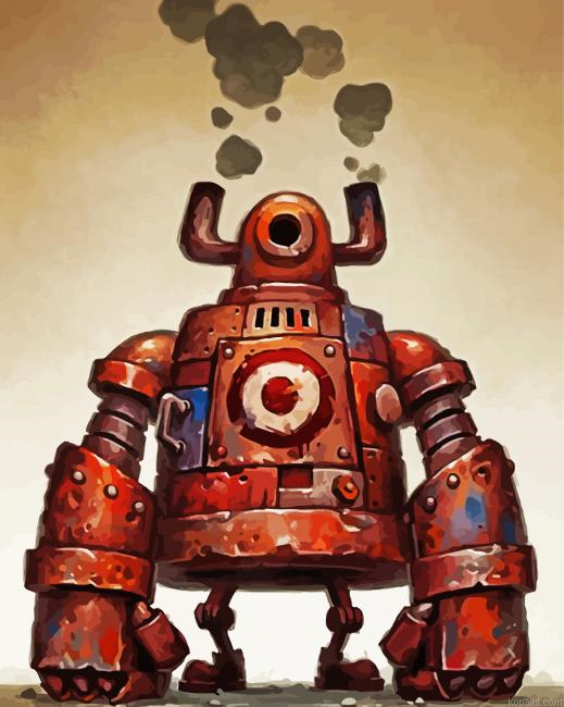 Red Huge Robot Painting By Numberss.png