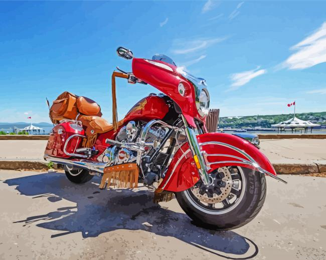 Red Indian Bike Painting By Numberss.png