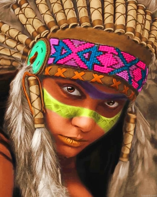 Red Indian Girl New Painting By Numberss.png