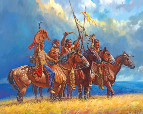 Red Indians Western Art Painting By Numberss.png