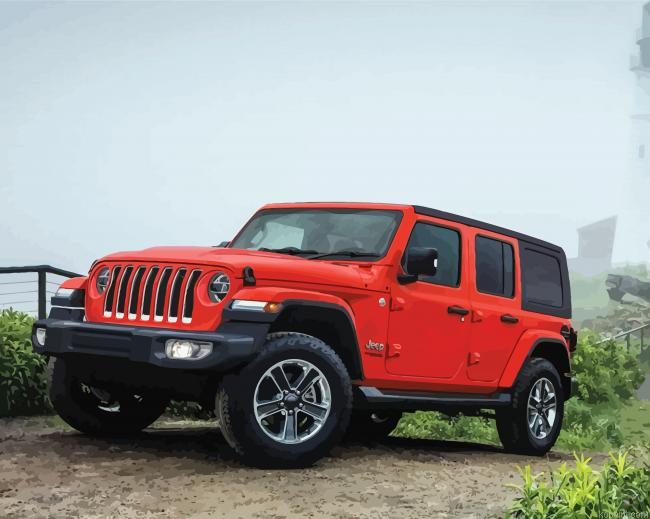 Red Jeep Paint By Numbers