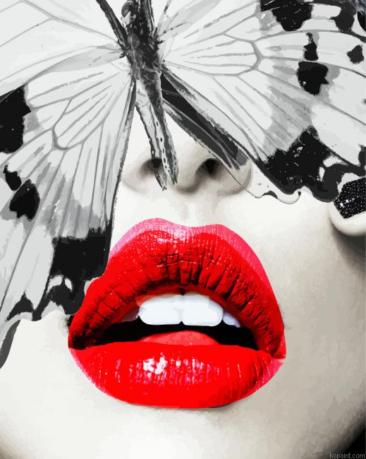 Red Lips Butterfly Painting By Numberss.png