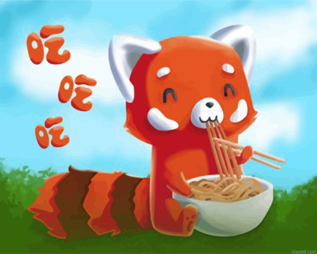Red Panda Eating Ramen Painting By Numberss.png