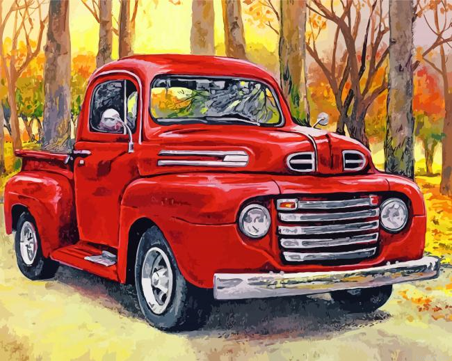 Red Pick Up Truck Painting By Numberss.png