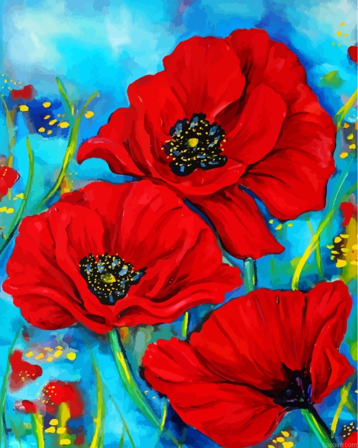 Red Poppies Flowers Painting By Numberss.png
