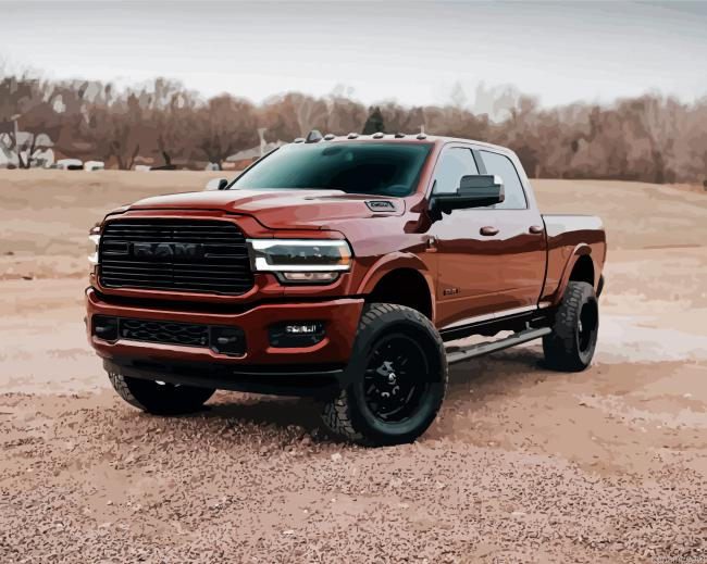 Red Ram Dodge Truck Painting By Numberss.png
