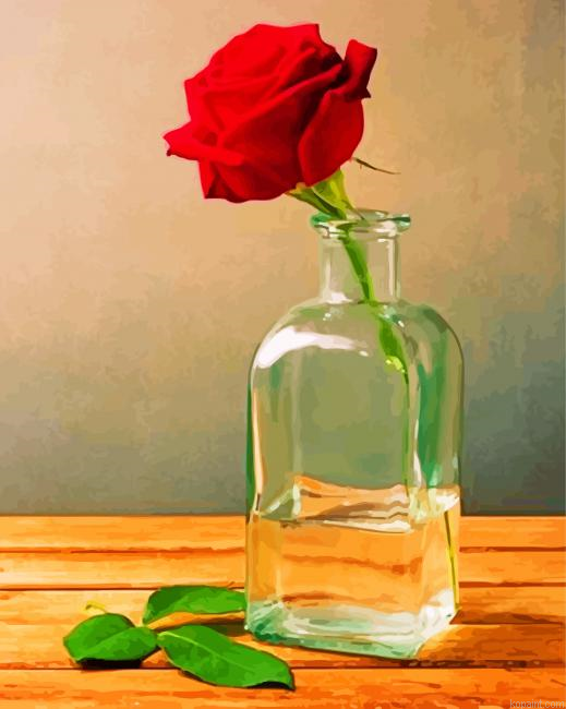 Red Rose In Jar Paint By Numbers