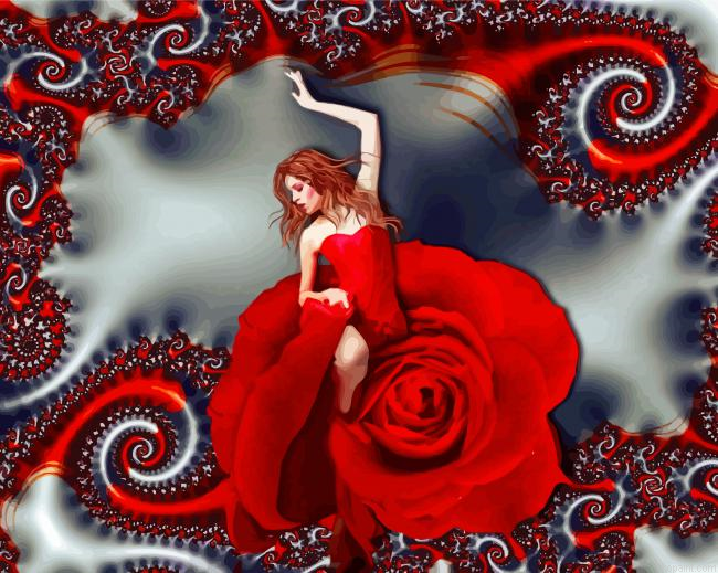 Red Rose Lady Painting By Numberss.png
