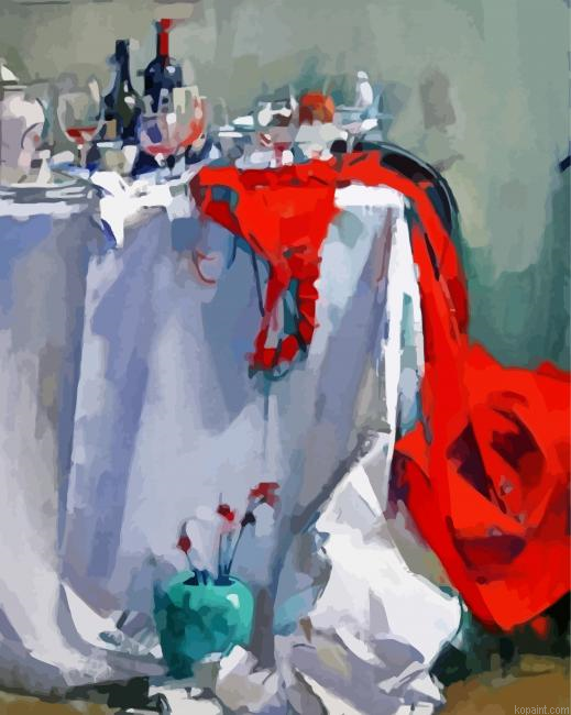 Red Rose On Table Painting By Numberss.png