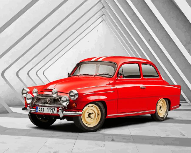 Red Skoda Car Paint By Numbers