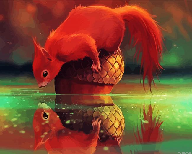 Red Squirrel Eating Acorn Painting By Numberss.png