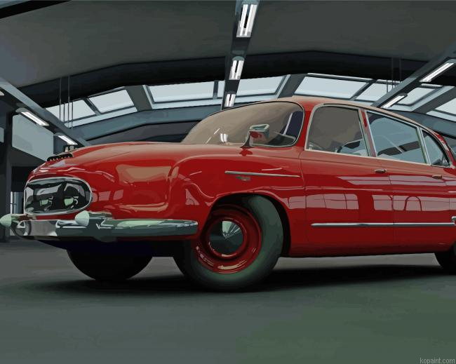Red Tatra Car Painting By Numberss.png