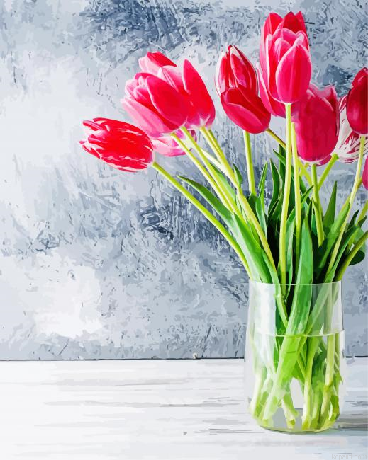 Red Tulip In Vase Painting By Numberss.png