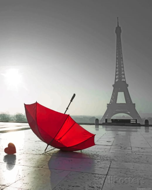 Red Umbrella In Paris New Painting By Numberss.png
