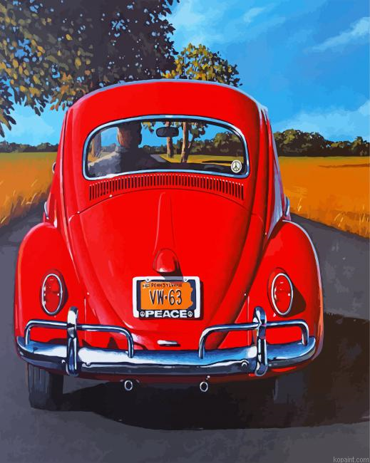 Red Vintage Car Painting By Numberss.png
