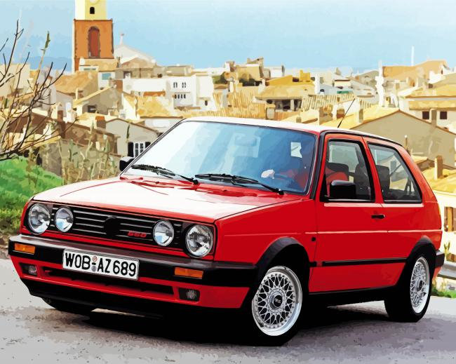 Red Volkswagen Golf Mk2 Painting By Numberss.png