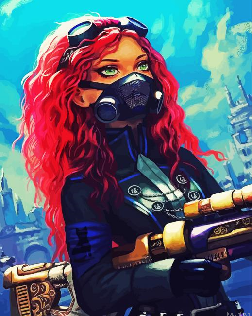Redhead Warriror Girl Painting By Numberss.png