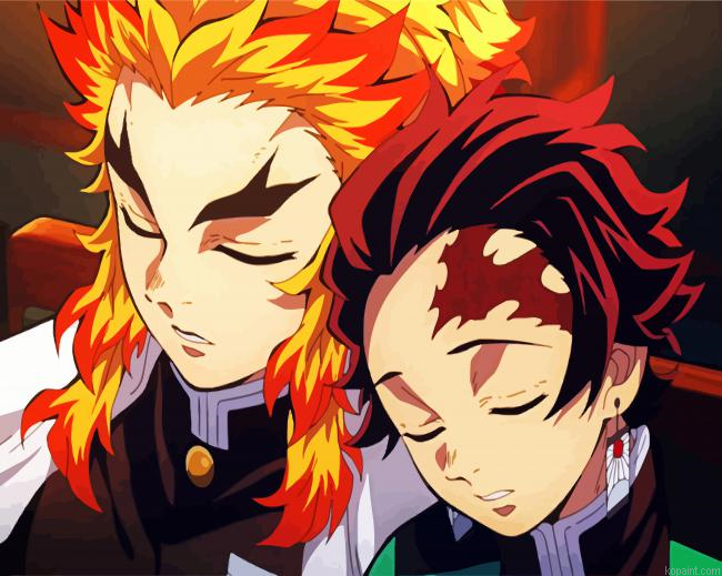 Rengoku Kyojuro And Kamado Tanjiro Painting By Numberss.png