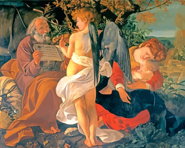 Rest On The Flight Into Egypt By Caravaggio Painting By Numberss.png