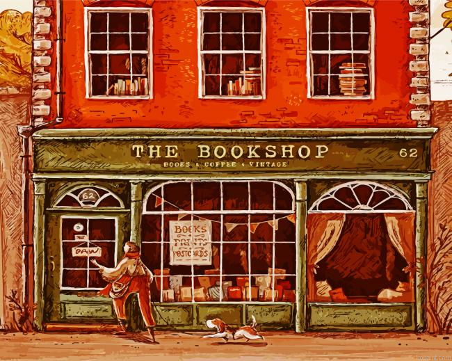 Retro Bookshop Paint By Numbers