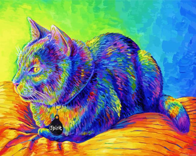 Retro Cat Art Painting By Numberss.png