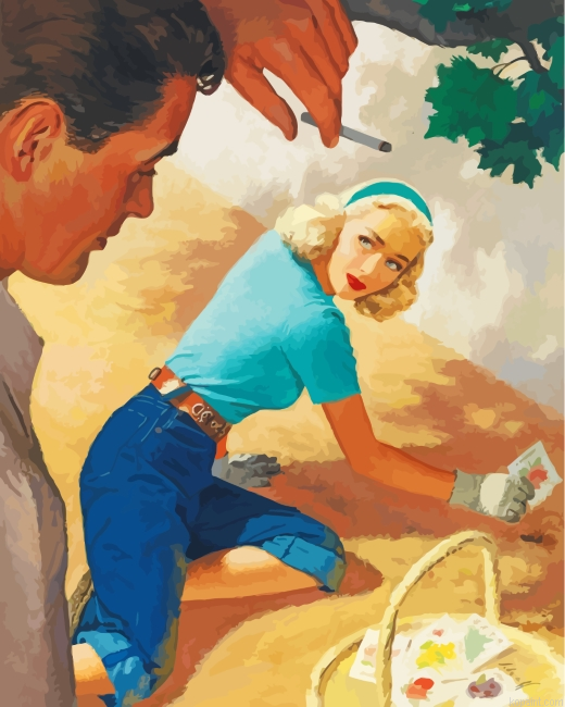 Retro Couple In Love Painting By Numberss.png