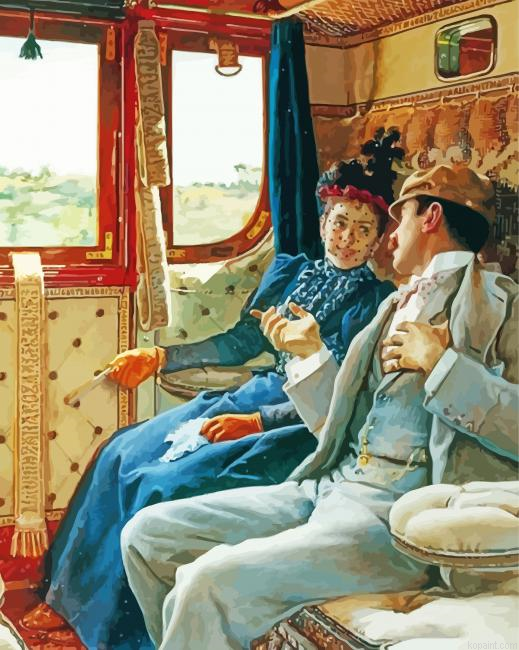 Retro Couple On Carriage Painting By Numberss.png