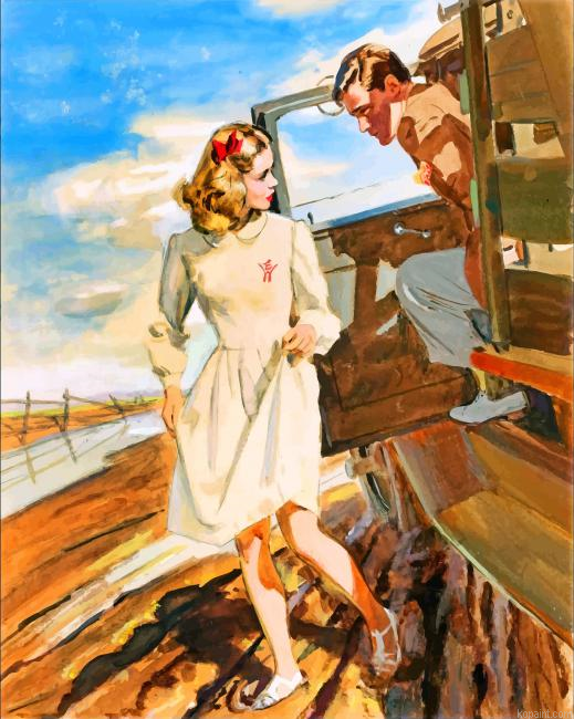 Retro Cute Couple Paint By Numbers