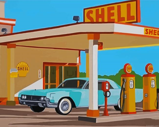 Retro Gas Station Paint by Numbers
