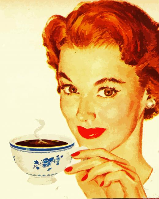 Retro Woman Drinking Coffee Painting By Numberss.png