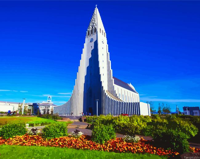 Reykjavik Hallgrimskirkja Church Building Paint By Numbers.png