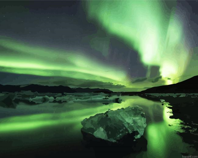 Reykjavik Northern Lights Paint By Numbers.png