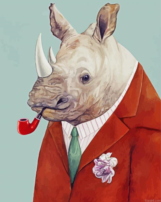 Rhino Smoking Pipe Paint By Numbers