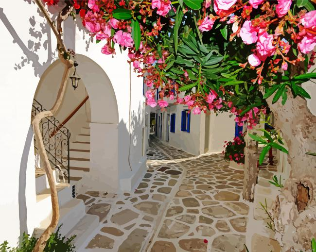 Rhodes Lindos Street Painting By Numberss.png