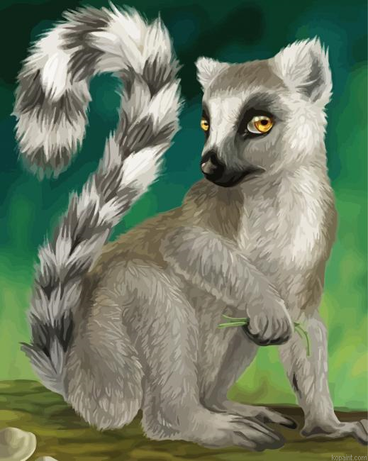 Ring Tailed Lemur Animal Painting By Numberss.png